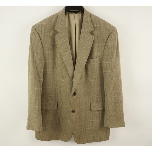 Jos. A. Bank Other - Jos A Bank Silk Wool Cashmere Linen Men's‎ 43R Herringbone Windowpane Sport Coat